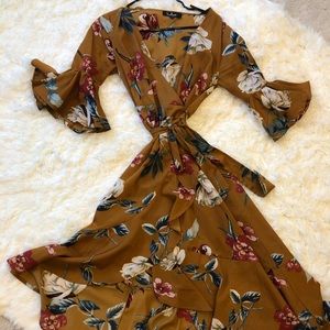 Lulus Golden Floral Dress